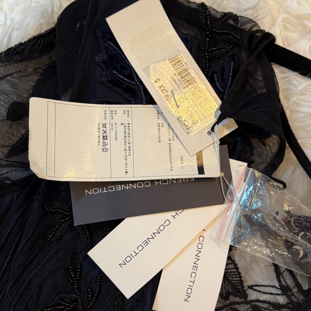 NWT French Connection RARE cocktail embroidered embellished tulle dress sz 2 - Picture 8 of 9